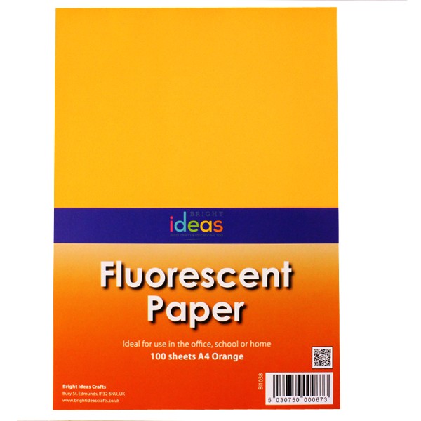BI1038 Fluorescent Paper Orange A4 PK100